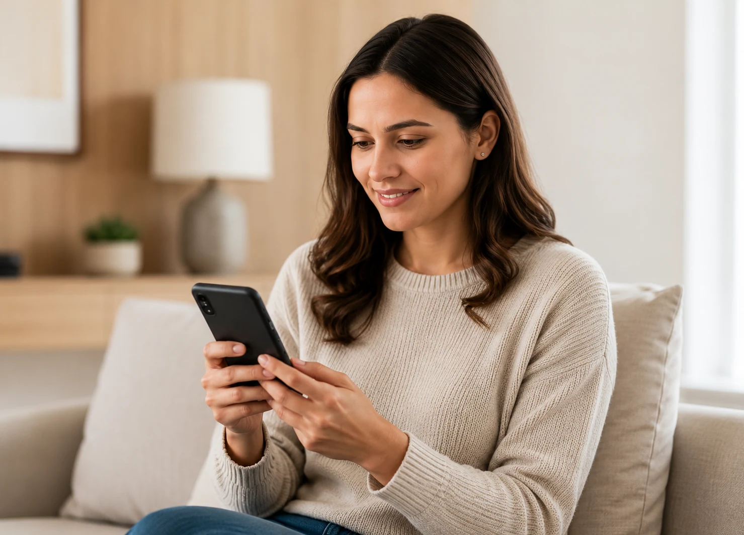 Homeowner reviewing CurrentWise guidance on her phone